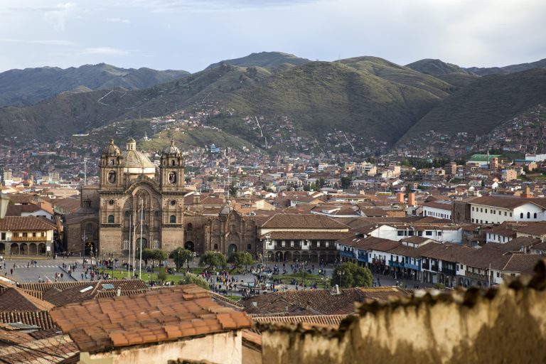 View at town Cusco in the Peruvian Andes